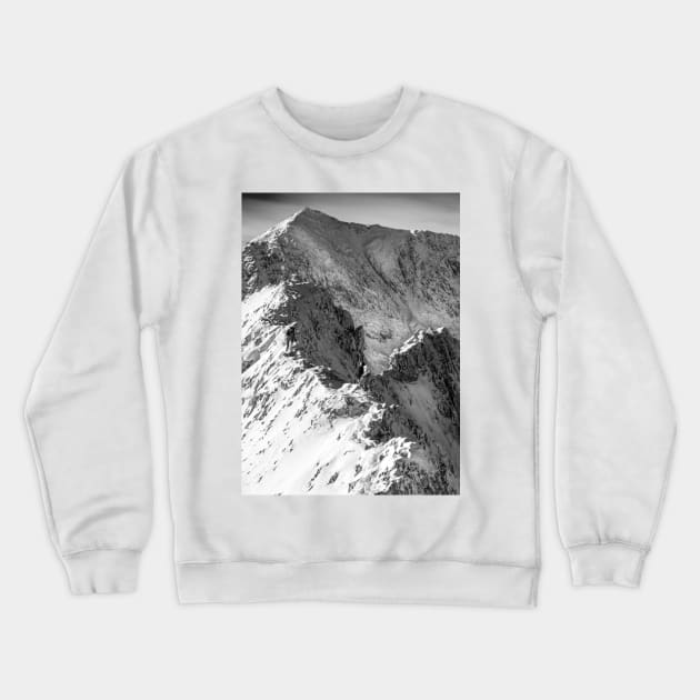 Crib Goch, Snowdon, winter Crewneck Sweatshirt by geoffshoults